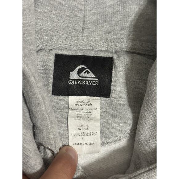 Quiksilver Logo Grey Surfing Hoodie Sweatshirt Y2K Surfer Surf - Men’s Large - Picture 3 of 7